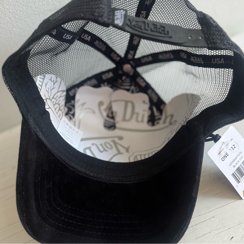 🖤 NWT Von Dutch Triple Black Velvet Trucker Hat - SnapBack - Picture 6 of 7